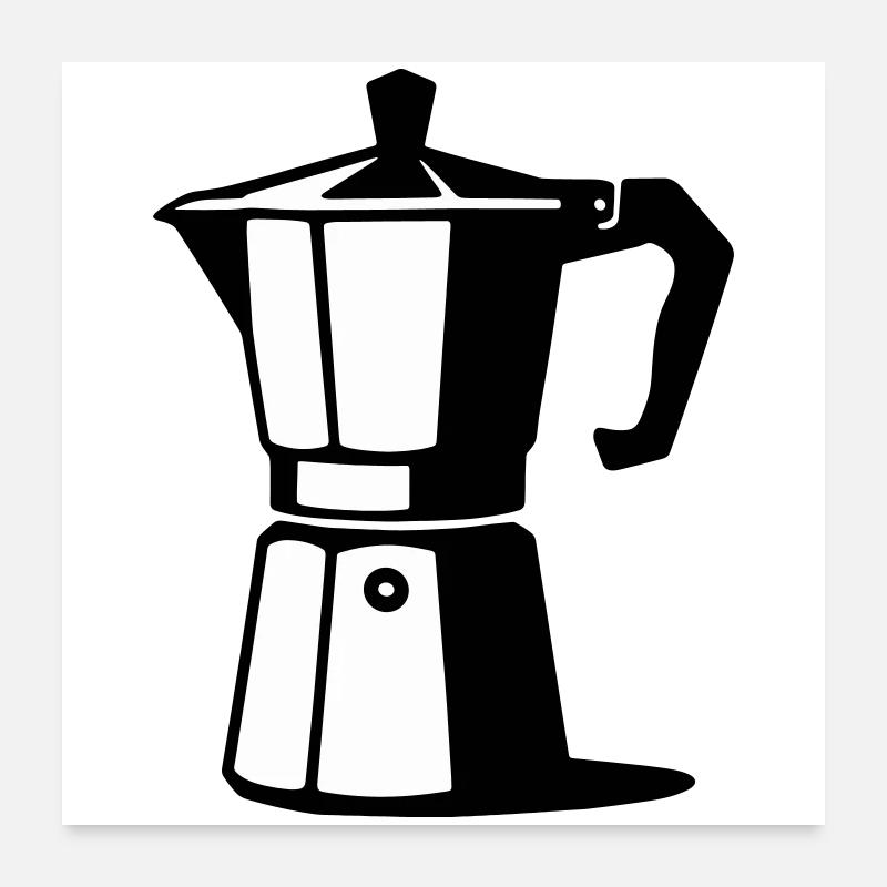 Espresso Kanne  - Poster 60x60 cm - Weiß