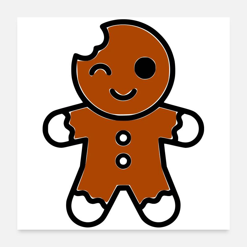 Funny bitten gingerbread man christmas Poster 24" x 24" (60x60 cm)