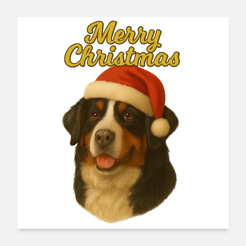 Pull de Noël joyeux chien de montagne bernois Poster 60 x 60 cm