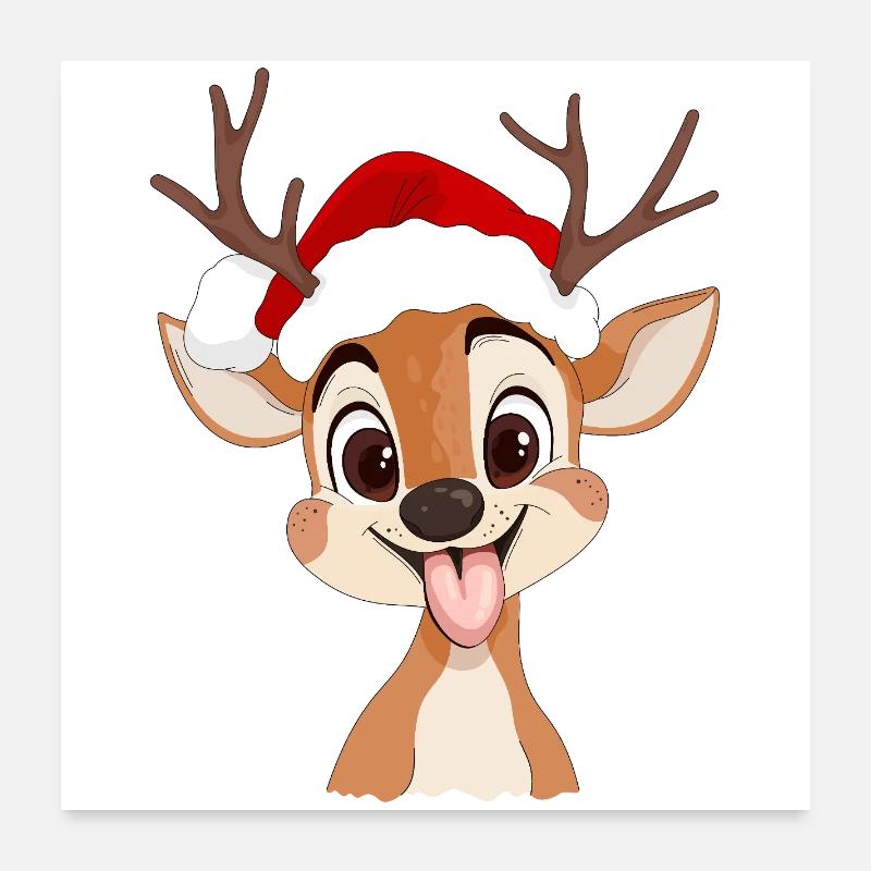 Deer and Christmas Poster 24" x 24" (60x60 cm)