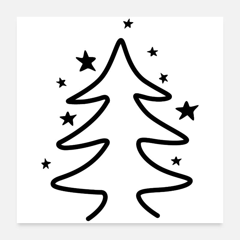 Minimalist Christmas tree with stars Poster 24" x 24" (60x60 cm)