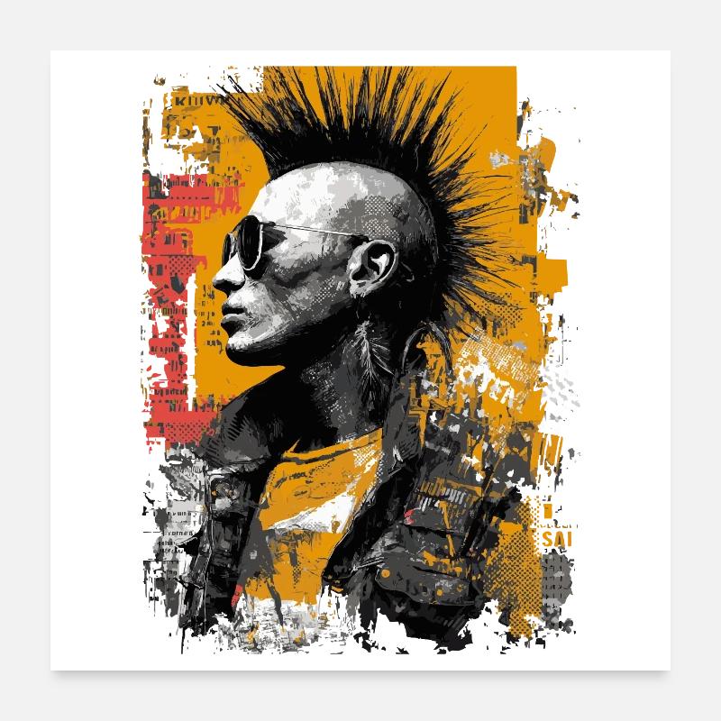 Punk with mohawk Poster 24" x 24" (60x60 cm)