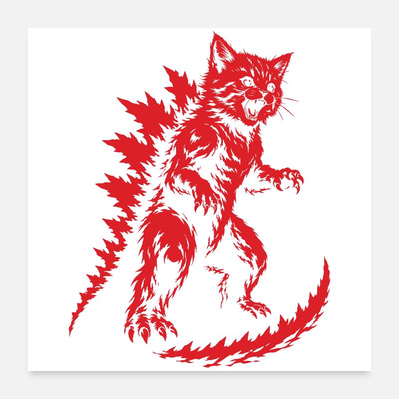 Rugissement de Kaiju Chaton, Catzilla Poster 60 x 60 cm