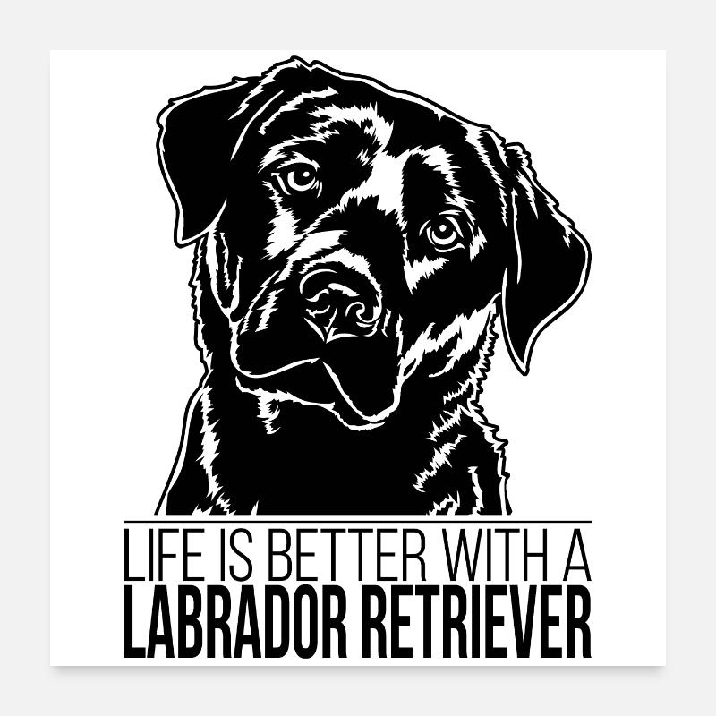 Labrador Retriever life is better Dogs Wilsigns Poster 24" x 24" (60x60 cm)