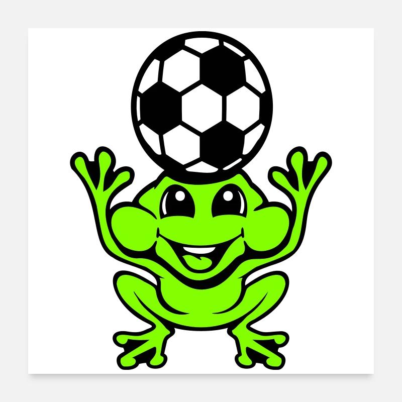 Frog Soccer Header Ball Playing Toad Poster 24" x 24" (60x60 cm)