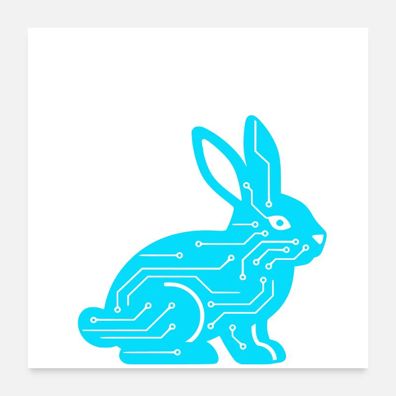 Cyber Rabbit Circuit Board Tech Vector Poster 60 x 60 cm