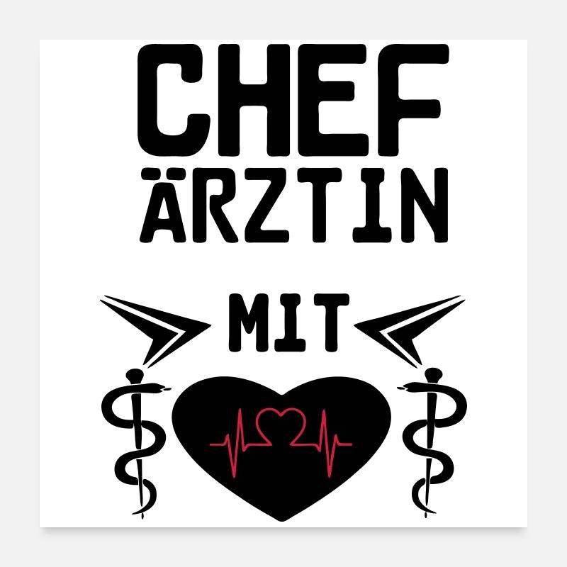 Chefärztin mit Herz Geschenk Poster 60x60 cm