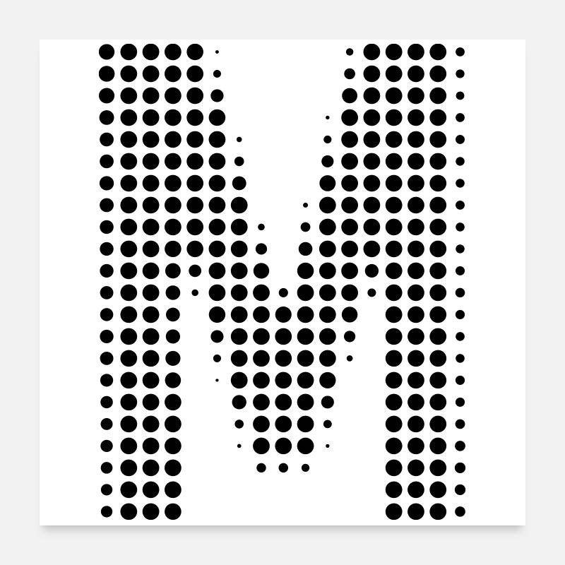 M letter dots initial letter gift Poster 24" x 24" (60x60 cm)