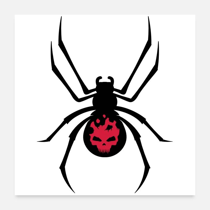Schwarze Spinne mit Skull Muster Poster 60x60 cm