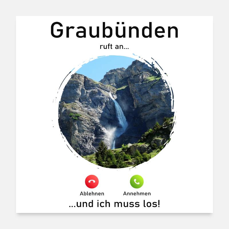 Graubünden Naturruf Design Poster 60x60 cm