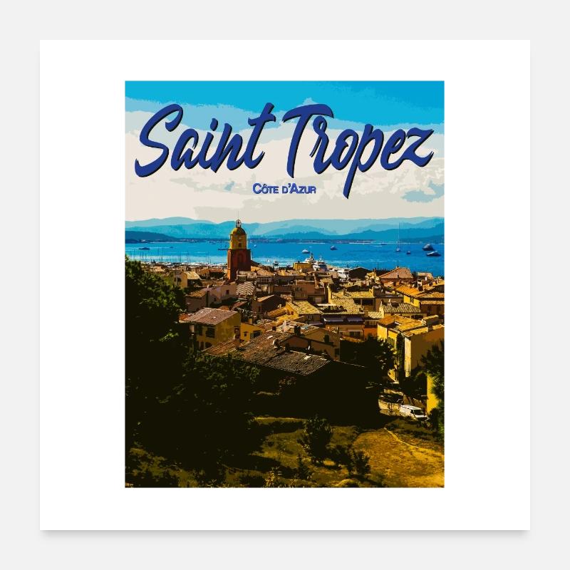 Saint-Tropez Côte d’Azur Côtière Poster 60 x 60 cm
