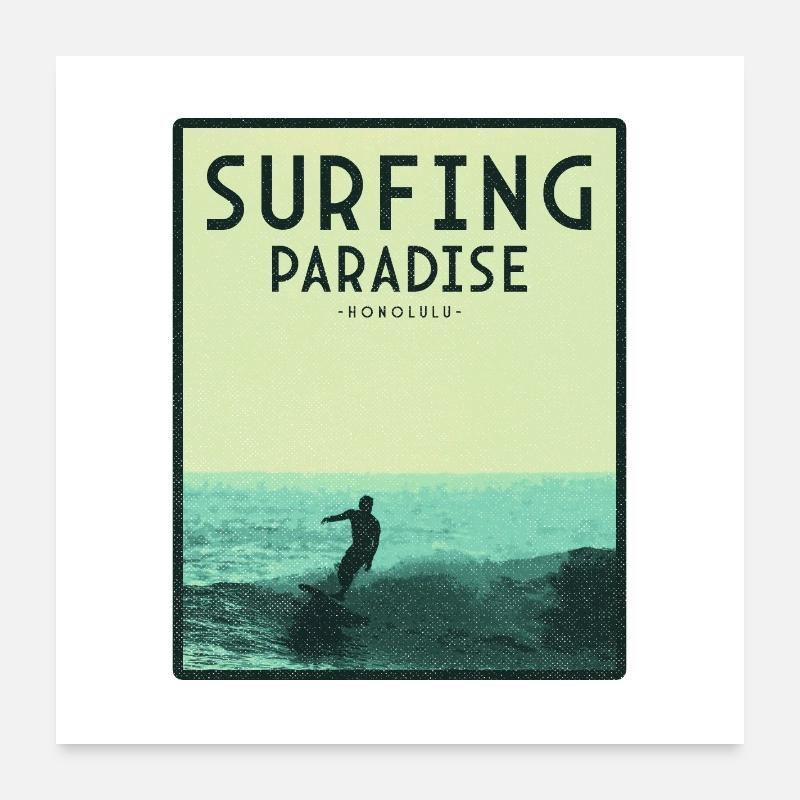 Surfenparadies Honolulu Poster 60x60 cm