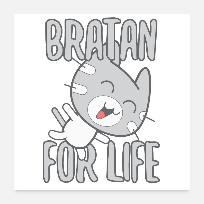 Bratan Cat Cat Grey Gift Poster 24" x 24" (60x60 cm)