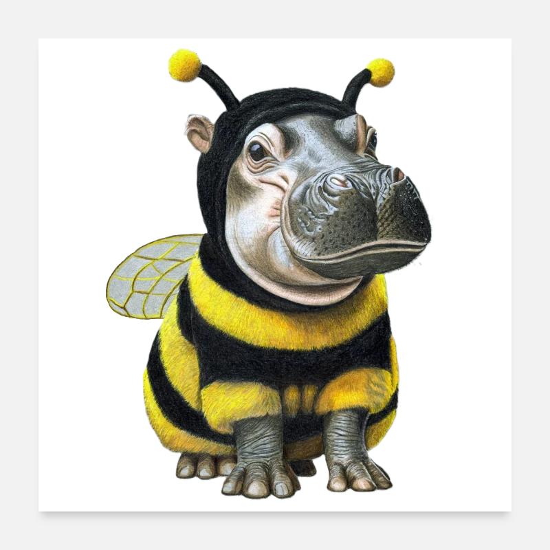 Hippopotamus Bee 2 - Poster 24" x 24" (60x60 cm) - white