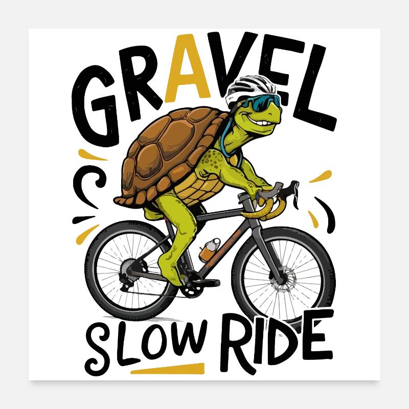 Turtle Cyclist with Helmet and Sunglasses Poster 24" x 24" (60x60 cm)