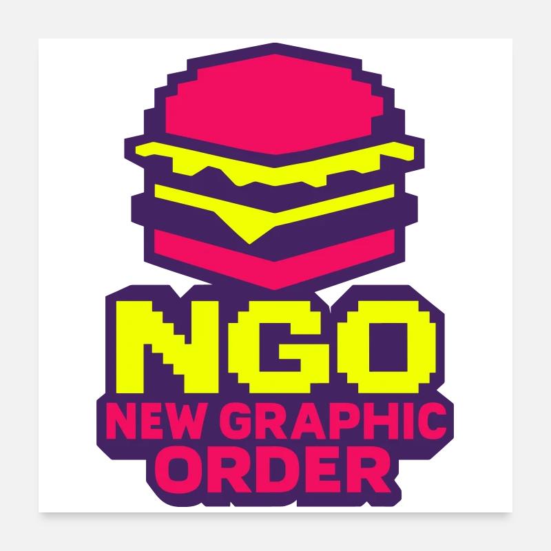 8bit NGO Burger Poster 24" x 24" (60x60 cm)