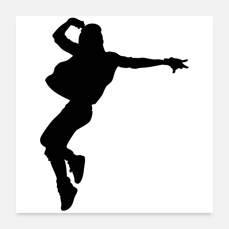 B-Girl Silhouette – Breakdance Style - Poster 60 x 60 cm - blanc