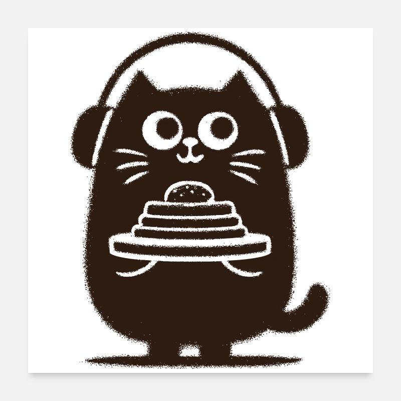 CatDJ with pancakes Poster 24" x 24" (60x60 cm)