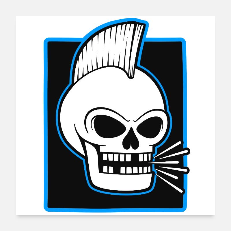 Skull Mohawk Punk Graphic Poster 24" x 24" (60x60 cm)