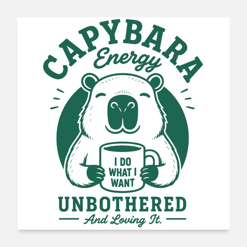 Énergie de Capybara Indifférente Poster 60 x 60 cm