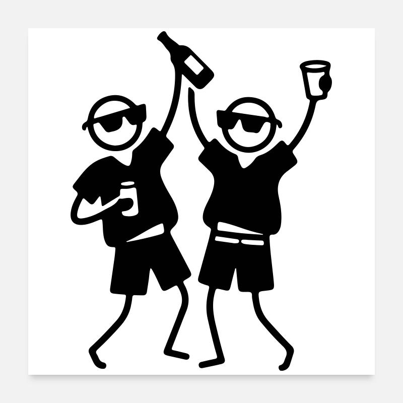 Party Freunde Strichmännchen Poster 60x60 cm