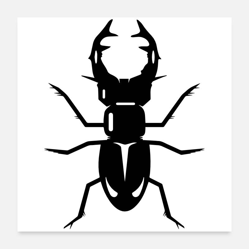 stilisierter Hirschkäfer mit prächtigen Geweih Poster 60x60 cm