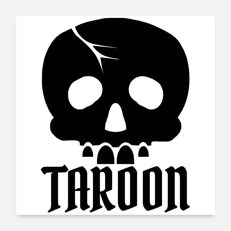 Taroon Skull et inscription noire Poster 60 x 60 cm