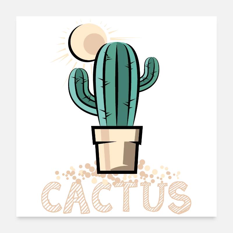 cactus cactus cactus symbole soleil désert sable Poster 60 x 60 cm