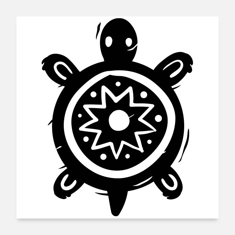Schildkröte Tribal Poster 60x60 cm