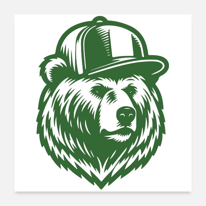 Cool Grizzly (Grün) Poster 60x60 cm