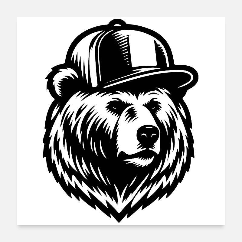 Cool Grizzly (Schwarz) Poster 60x60 cm