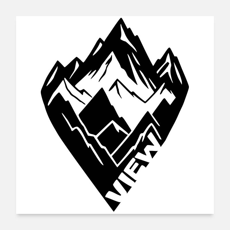 Vue sur la montagne [Noir] Poster 60 x 60 cm