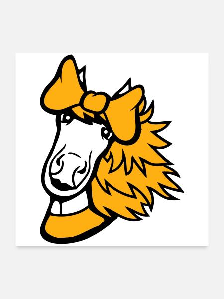 Horse Girl Female Cute Pretty Bow Woman - Poster 24" x 24" (60x60 cm) - white - Front