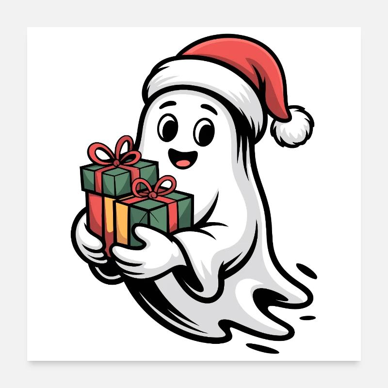 Weihnachtsgeist mit Geschenken Poster 60x60 cm