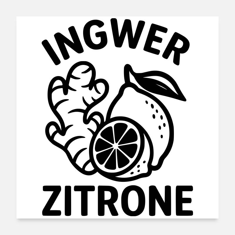 Gingembre Citron Meilleur Combo pour le rhume Poster 60 x 60 cm