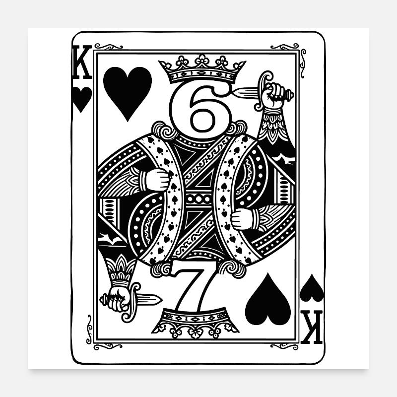 Herz König 67 Six Seven - Spielkarte Meme Poster 60x60 cm