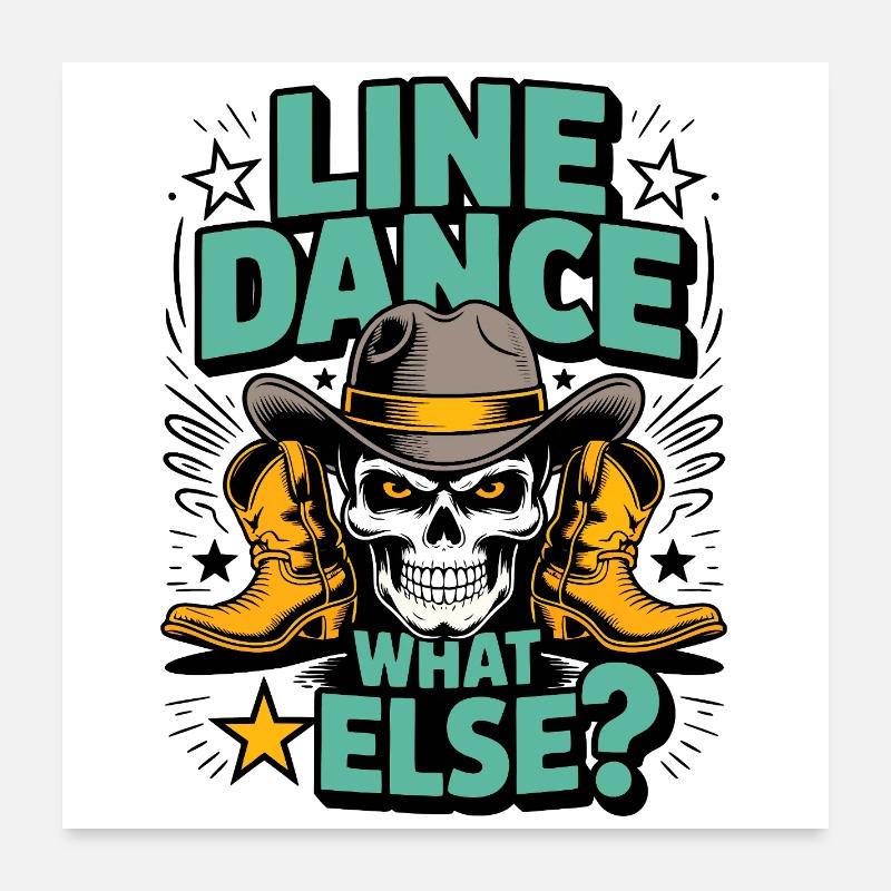 Boot Western de la danse en ligne avec crâne Poster 60 x 60 cm