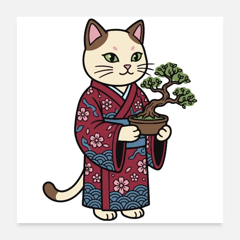 Chat japonais Poster 60 x 60 cm