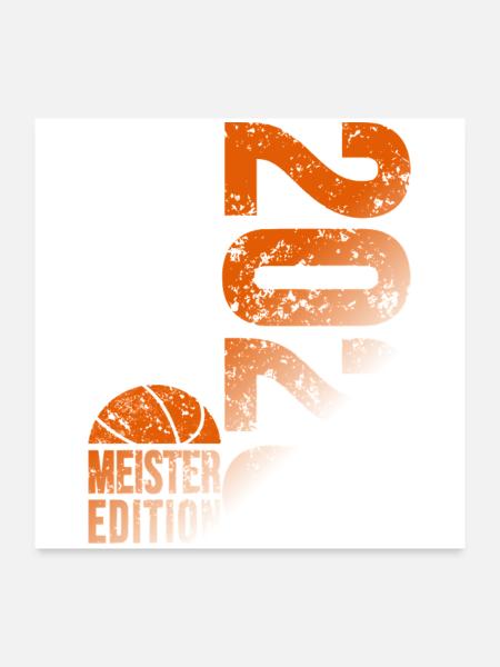 Basketball Meister Shirt 2026, Orange weiß - Poster 60x60 cm - Weiß - Vorne