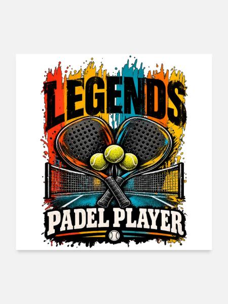 Padel Spieler | Padel Legend - Poster 60x60 cm - Weiß - Vorne