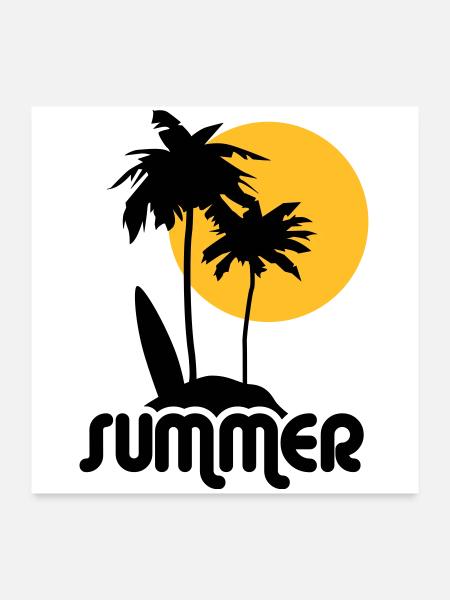 summer Sommer - Poster 60x60 cm - Weiß - Vorne