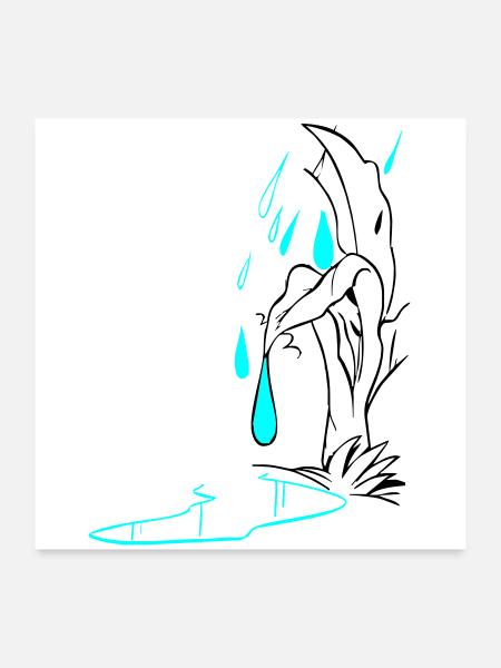 Tropfenillustration - Poster 60x60 cm - Weiß - Vorne