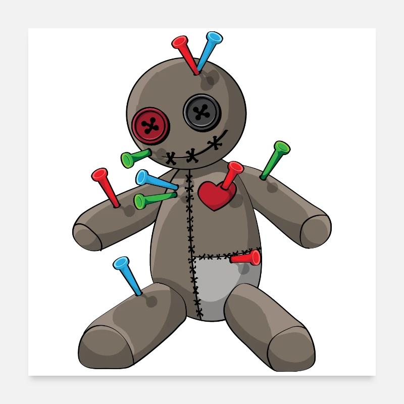 Phasmophobia Voodoo Puppe mit bunte Nadeln - Poster 60x60 cm - Weiß