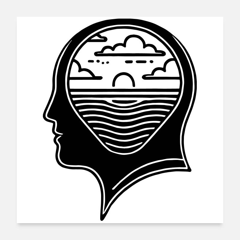 Inner Peace – Head with Sunset Poster 24" x 24" (60x60 cm)