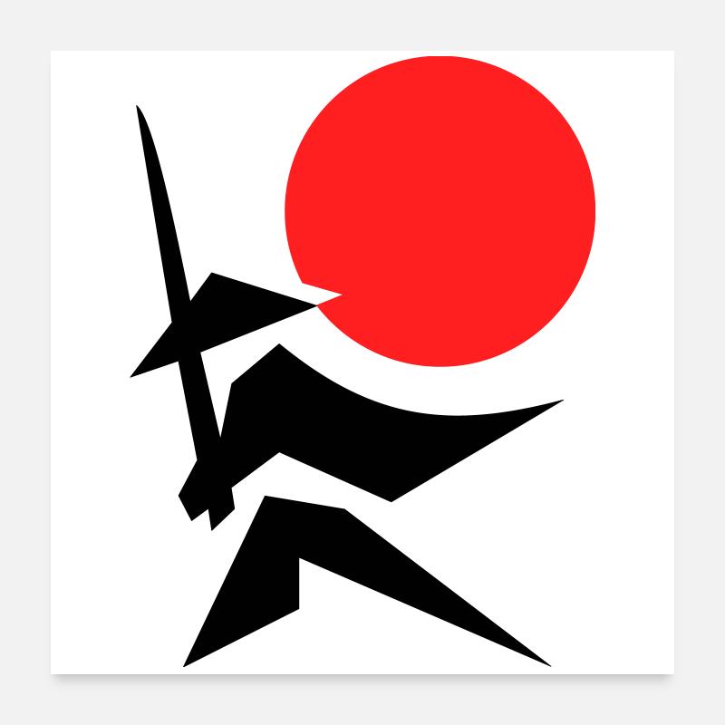 Image abstraite avec samouraï rouge noir Poster 60 x 60 cm
