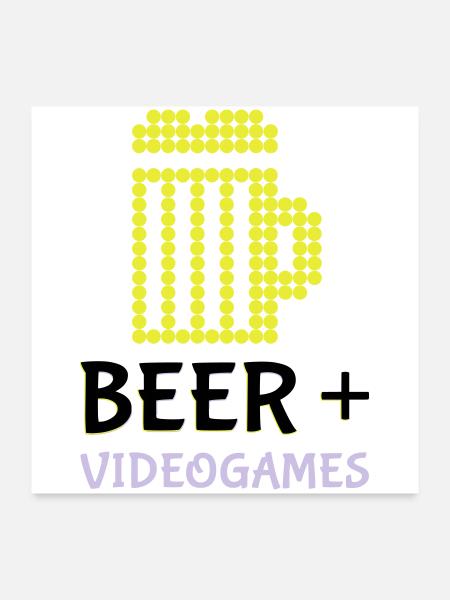 Pixel-Bier-Videospiele - Poster 60x60 cm - Weiß - Vorne