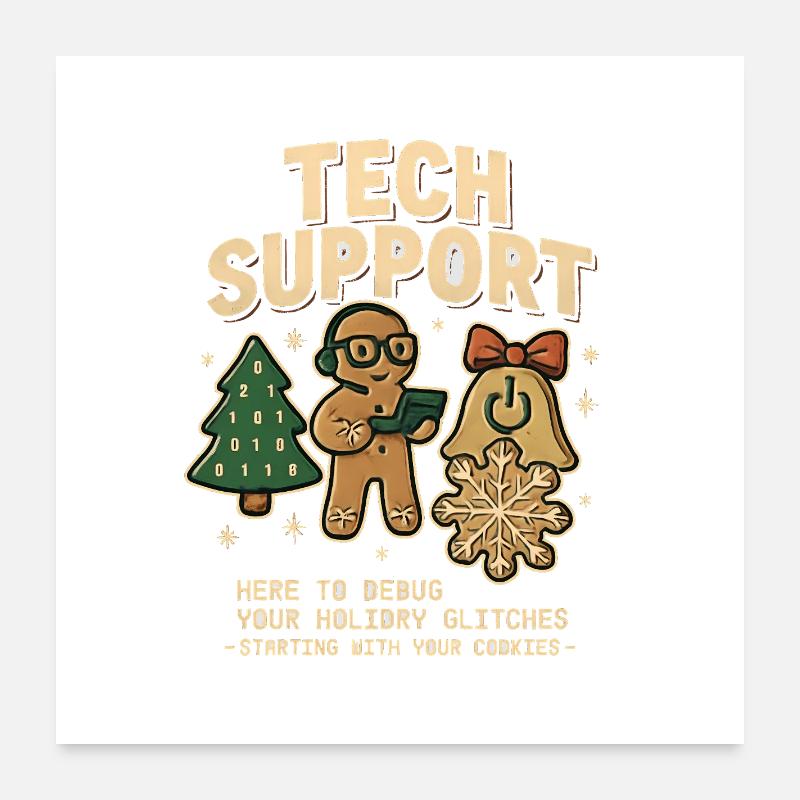 Vintage Technischer Support Retro IT Weihnachten - Poster 60x60 cm - Weiß