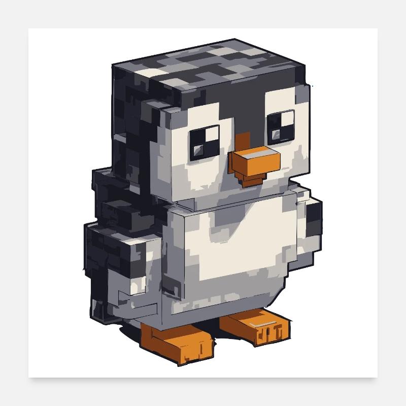 Niedlicher Pixel-Pinguin Poster 60x60 cm