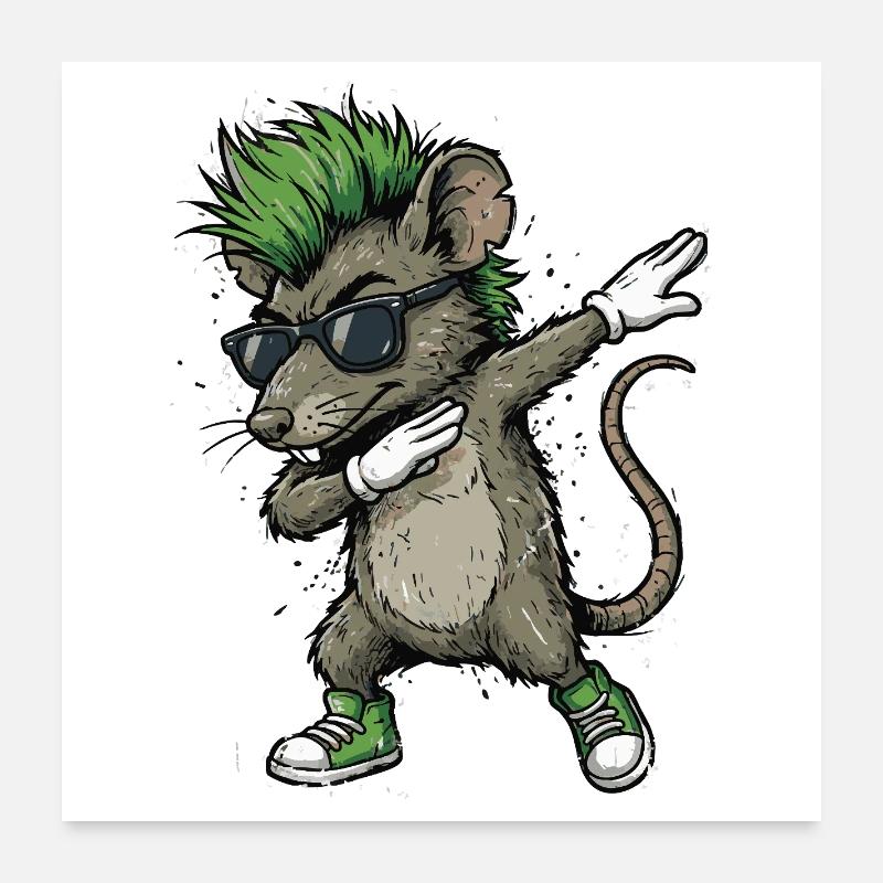 Dessin animé Punk Dab Rat Poster 60 x 60 cm