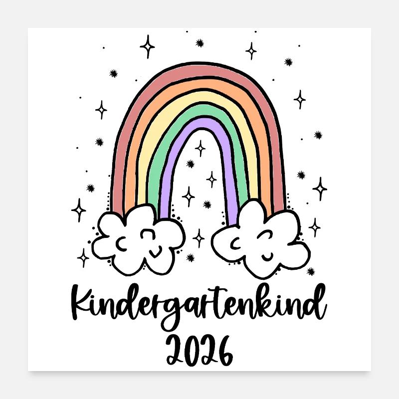 Kindergartenkind 2026 Regenbogen Bunt Kindergarten Poster 60x60 cm